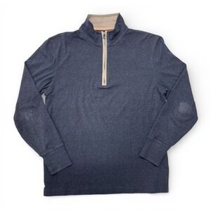 The Normal Brand 1/4 Quarter Zip Mens Medium Pullover Navy Blue Heather Cotton